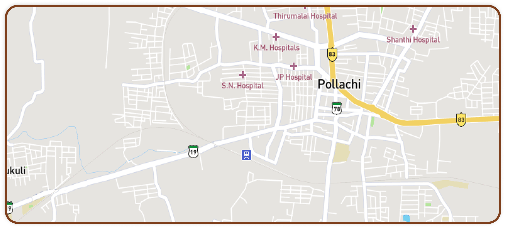 Map showing Pollachi